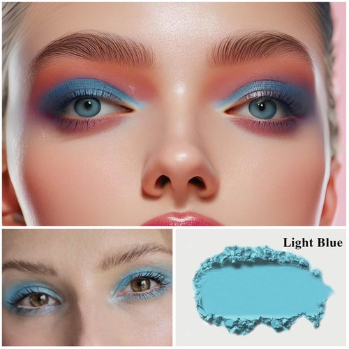 MEICOLY Light Blue Single Eyeshadow with Mirror,Baby Blue Eye Shadow,Pressed Powder Eyeshadow Makeup,Matte Shade Eyelid Color Eye Makeup for Women and Girls,High Pigment,Long Wear,Waterproof,Natural