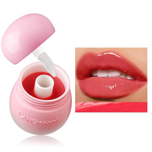 Mushroom Milk Can Lip Jelly Lipstick, Silicone Brush Head Pudding Glow Korean Lip Tint Lip Balm, Nourishing Moisturizing Smoothing Glossy finish Lip gloss (#02)