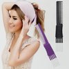 2 Pcs Carbon Lift Teasing Combs with Metal Prong,Salon Teasing Back Combs,Lift Teasing Comb Hair Pick Salon Teasing Lifting Fluffing Comb for Women Most Hair Types (Black + Purple)