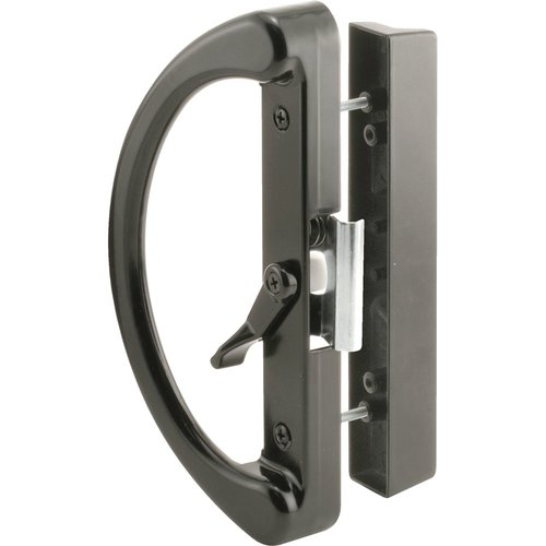 Prime-Line C 1222 Diecast Non-Keyed Sliding Glass Door Handle Set, Fits 4-15/16 Inch Hole Spacing, Black (1 Set)