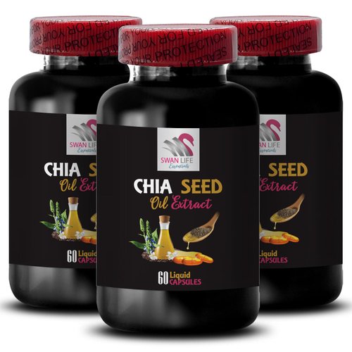 Raw oil - CHIA SEED OIL EXTRACT - Skin conditioner, Smooth feel, Lightweight texture, Deep hydration, Hair hydration, Glow oil, Softening oil, Pure extract, Non-greasy oil 3 Bottle 180 Capsules