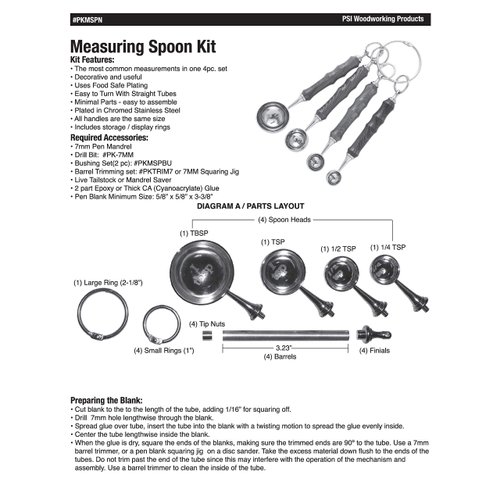Penn State Industries PKMSPN Measuring Spoon Set Kit Woodturning Project (1pack)