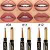 PHOERA Foundation Full Coverage,3Pcs Lip Liner and Lipstick Set Chestnut Nude Brown for Matte Finish,PHOERA Makeup Wrinkles Matte Natural Finish for a Flawless Complexion(104-Buff Beige+Lip SetA)