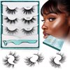 GOO GOO Fake Eyelashes, Natural Crossed Cluster Daily Type 3D Mink Eyelashes 14mm-18mm 3 Styles Multipack Hand Made Strips Siberian Mink Fur False Eyelashes Fluffy Real Eyelashes