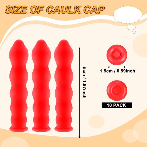 Caulk Cap Caulk Saver Cap Caulk Finishing Tool Caulk Saver Caps Caulking Tube Covers Tube Caps for Sealing and Preserving, Red (35 Pieces)