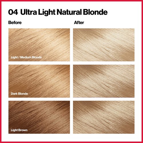 Revlon Permanent Hair Color, Permanent Hair Dye, Colorsilk with 100% Gray Coverage, Ammonia-Free, Keratin and Amino Acids, 04 Ultra Light Natural Blonde, 4.4 Oz (Pack of 3)