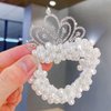 Baby Toddler Hair Ties, Pearl Beads Hair Scrunchies with Crown, Hair Ties Band Elastic Hari Bands Ponytail Holders Hair Accessories for Princess Crystal Shiny Tiaras Headbands (Cloud)