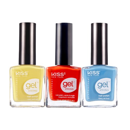 KISS New York Gel Strong Nail Polish 0.44oz (3PCS Set - Seduction, Lemonade, Mermaid)