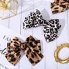 Whaline Set of 2 Hand-Made Leopard Print Hair Accessories: Big Bowknot Hairpins and Metal Barrettes for Women (Dark & Light Leopard Shades)