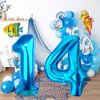 40 Inch Under the Sea Blue Number 4 Balloon, Mini Sea Animal Balloons Ocean Animal Foil Balloon, Seahorse Fish Balloons for Boys Girls Sea Theme 4th Birthday Baby Shower Party Decoration