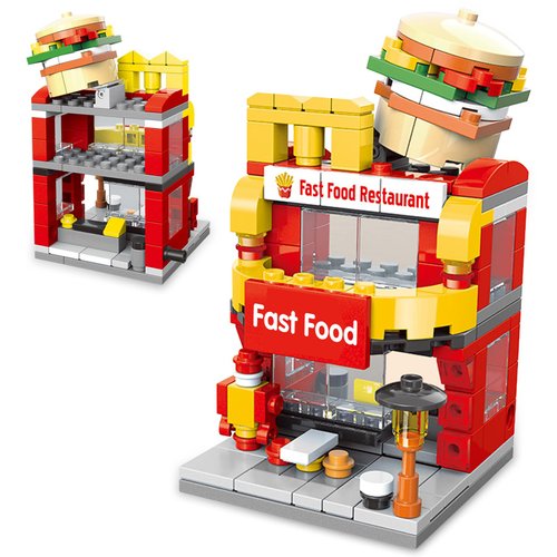 Tyoery Building Blocks City Street View Building Set, DIY Creative Model Toys, Ideas Gifts for Kids Age 6-12, Compatible with Lego (Burger Shop 168pcs)