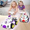 imagifun Remote Control Car for Toddler, 2 Pack Radio Control Cartoon Toys for Kids, 2.4 GHz Rechargeable RC Cars for Toddler,Toys for Ages 3+, RC Cars with LED Lights & Music, Yard Games, for Girl