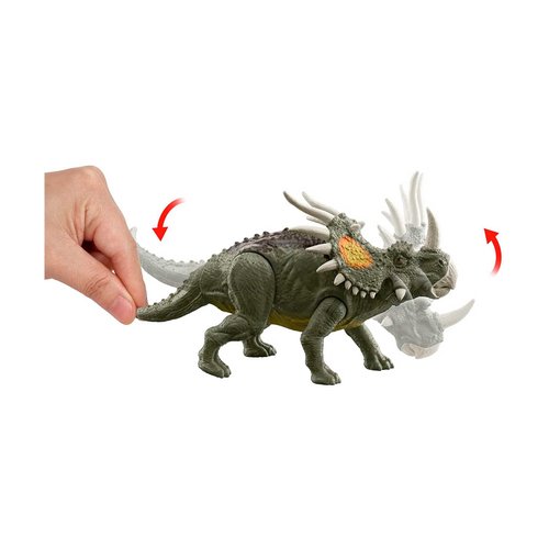 Jurassic World Fierce Force Styracosaurus Camp Cretaceous Authentic Dinosaur Strike Motion Action Figure, Movable Joints, Gift 3 Years & Older