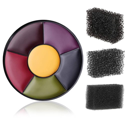 Yeweian 6 Colors Bruise Wheel for Halloween SFX Makeup, Face Body Oil Paint for Theatrical Zombie Bruise Special Effects Makeup with 3pcs Stipple Sponges