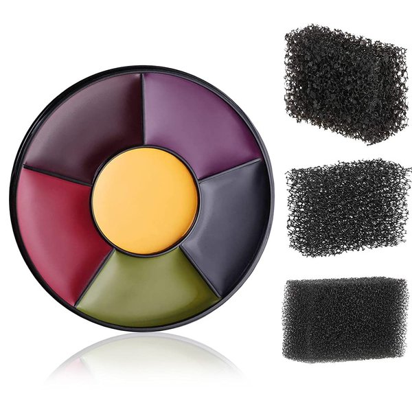 Yeweian 6 Colors Bruise Wheel for Halloween SFX Makeup, Face Body Oil Paint for Theatrical Zombie Bruise Special Effects Makeup with 3pcs Stipple Sponges