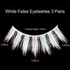 BLUPLE White False Eyelashes Cosplay Halloween White Eye lashes Extension Tools Natural Looking Anime Makeup Masquerade Party Eyelashes (White-3pairs)