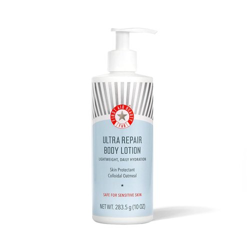 First Aid Beauty - Ultra Repair Body Lotion, Lightweight Daily Hydration Skin Protectant Colloidal Oatmeal, Gentle Eczema Nourishment & Dry Skin Moisturizer, Safe for Sensitive Skin, Unscented, 10 oz