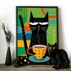 Bgraamiens Puzzle-Coffee Cat- Modern Art Puzzle Cartoon Cat Puzzle 1000 Pieces Puzzle for Adult, Color Challenge Puzzle for Adult