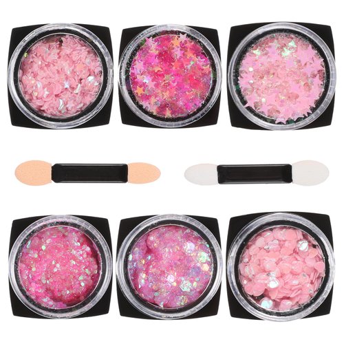 AOZUO Face Glitter Body Glitter, Clear Eye Glitter Festival Rave Accessories Mermaid Hair Glitter Gel Accessory Women Face Paint Chunky Sparkling Glitter Gel Halloween Nail Art Decoration DIY (Pink)