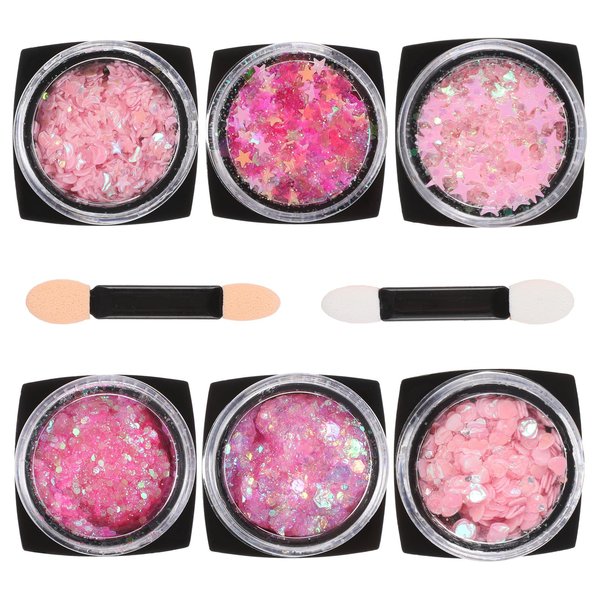 AOZUO Face Glitter Body Glitter, Clear Eye Glitter Festival Rave Accessories Mermaid Hair Glitter Gel Accessory Women Face Paint Chunky Sparkling Glitter Gel Halloween Nail Art Decoration DIY (Pink)