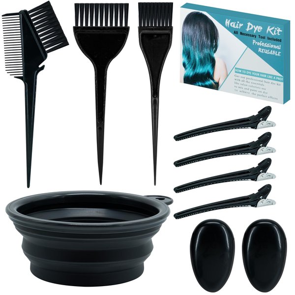 Xarchy 10 Pcs Hair Bleach Kit Hair Coloring Products with Hair Dye Brush, Hair Color Bowl, Earmuffs, Hair Clip for Hair Dye Hair Color at Home, Salon Hair Bleaching Hair Highlighting