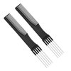 2pcs Black Metal Prong Pick Combs Parting for Women, Double-Head Parting Teasing Comb with Metal Pick Fork Comb Tool Hair Picking Comb for Hair Styling Salon Fine Hair Thick Thin Hair