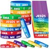 Humyoun 30 Sets/ 60 Pcs Jesus Me Ama Spanish Jesus Loves Me Silicone Wristbands with Bible Verse Cards, Valentine's Day Christian Religious Party Favors Gift VBS for Bible School Church Group