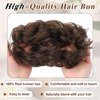 HMD 100% Human Hair Bun Messy Bun Extensions Human Hair Messy Rose Bun Hair Piece Curly Hair Bun with Elastic Band Hair Bun Hair Extensions Tousled Updo Hairpieces for Women(Dark Brown)
