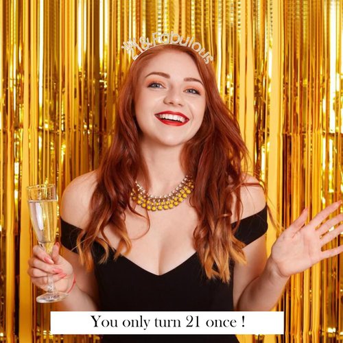 SuPoo 21st Birthday Decorations for Her 21st Birthday Crown Gold Diamond Birthday Headband 21st Birthday Gifts Party Decorations Happy 21 Birthday Girl Headband Tiara Hair Accessories