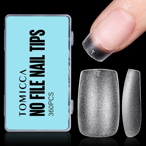 TOMICCA Square Nail Tips - Short Gel x Nails, No File Nail Tips Full Matte Cover, 360Pcs Soft Gel False Nail Extension Set for Home DIY Nail Salon