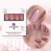 ELEVENAIL Medium Squoval Glossy Press on Nails Pure Milk Tea Red Pink False Nails Salon Manicure Reusable Short Christmas Fake Nails Tips Faux Ongles Fingernails for Daily Office Home
