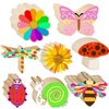 80Pcs Unfinished Wooden Cutouts,8 Styles Wood Butterfly Flower Bee Slices,Blank Wooden Paint Crafts Unfinished Wood Cutouts,DIY Wooden Paint Crafts for Kids Painting School Home Holiday Party Supplies