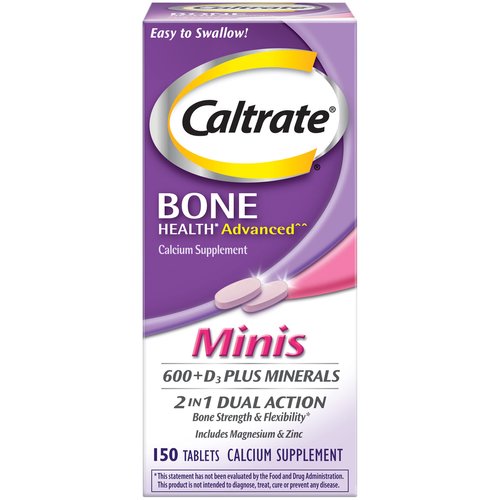 Caltrate Minis 600 Plus D3 Plus Minerals Calcium and Vitamin D Supplement Tablets, Bone Health an...