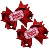 Valentines Day Hair Bow SET of 4.5 inch Grosgrain Bows with HUGS & KISSES (Red SET)
