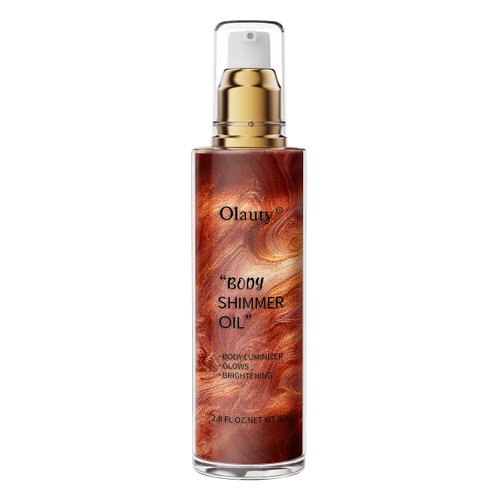 Shimmer Body Oil, Highlighter Makeup Smooth Glitter Glow Liquid Foundation for Face & Body,Liquid Illuminator Body Shimmer Lotion for Women (4# Golden Brown)