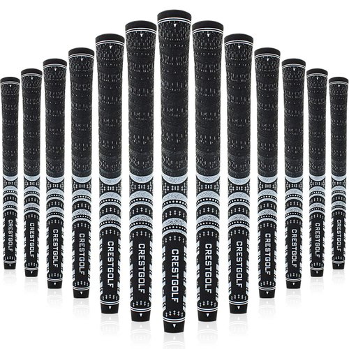 Multi -Compound Golf Grips, Standard Size All-Weather Control Thread Technology Rubber Combine with Carbon Yard, Anti-Slip-Set of 13(Black,Standard Size)