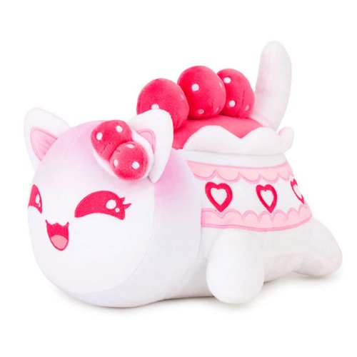 Womise Strawberry Cake Mee-Meow Cat Stuffed Animal Plush,Cat Food Plushies Cat, Cute Anime Cartoon Cat Stuffed Animal Figure Toy Plush Pillow Gift for Kids and Festival Gift