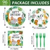 96PCS Jungle Birthday Party Plates and Napkins Safari Animals Birthday Party Decorations for 24 Guests Jungle Theme Birthday Party Tableware Set Serves Wild Animals Gold Safari Zoo Birthday Supplies