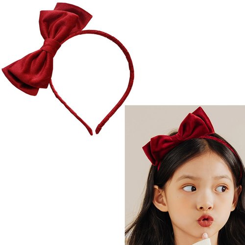 RFTWXHPN Velvet Red Bow Headband for Girls Bowknot Headbands Bow Head Bands Christmas Party Costumes Cosplay Headbands for Women Girls Red Bows Hair Band Hairbands Bowknot Headpiece
