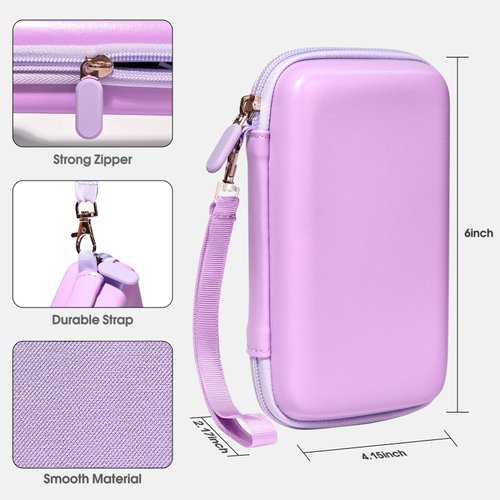 Roseliya Hard Carrying Case for RG35XX H Retro Handheld Game Console, Game Travel Storage Holder with Mesh pocket and Accessory Pockets for TF/MicroSD Card, USB Cable- Box Only (Purple)