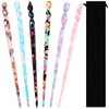 6 Pcs Acetate Hair Stick Tortoise Shell Hairpin Chopstick Hair Accessories Leopard Print Hair Pin Retro Hairpins Disk Hair Stick Hair Styling Pin with Flannelette Bag for Women(Novel Patterns)