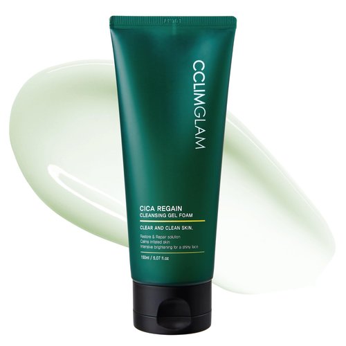 CCLIMGLAM CICA Regain Cleansing Gel Foam 150ml(5.07Fl.Oz), Vegan Mild Skin Barrier Cleanser for Sensitive Skin, Pore and Sebum Care, Calming Soothing Effect, Clean Beauty, Korean Skin Care