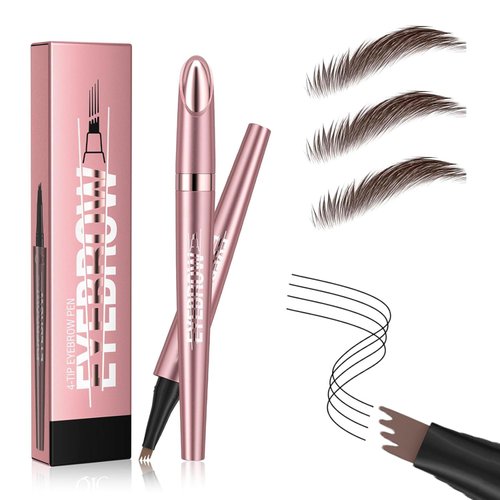 Microblading Eyebrow Pencil, 2024 New 3D Magic Eyebrow Pencil + Eyebrow Trimmer, Natural Makeup Fine Stroke 4-Fork-Tip Eye Brow Pencils,Long-Lasting Waterproof Eyebrow Pencil for Women(Brown)