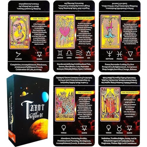 QCFQCF Tarot Cards for Beginners,Tarot Cards with Meanings on Them,Tarot Learning Deck, Reading Divination Tool