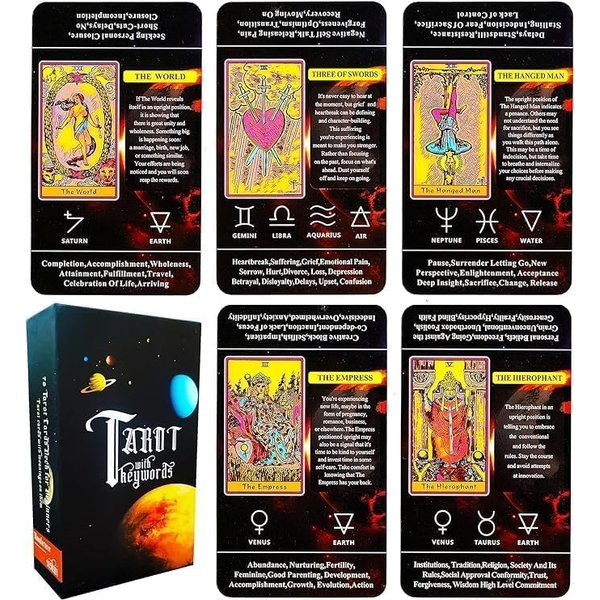 QCFQCF Tarot Cards for Beginners,Tarot Cards with Meanings on Them,Tarot Learning Deck, Reading Divination Tool