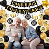 60th Birthday Decorations for Men Women, Black Gold 60th Birthday Balloons Cheers to 60 Years Banner Hanging Swirls for Happy 60th Birthday Decoration Anniversary Party Supplies Favors