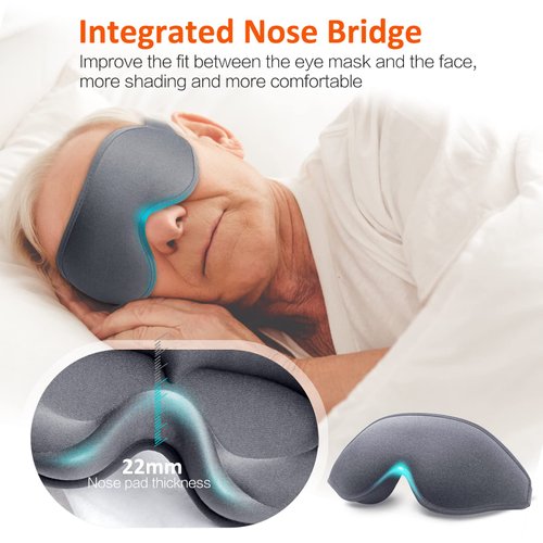 Eye Mask for Sleeping Blackout - AUPHIL 3D Contoured Eye Mask for Lash Extension Blindfold Sleeping Mask for Men Women Side Sleeper 100% Light Blocking, Soft Weighted Sleep Eye Mask for Travel Flight