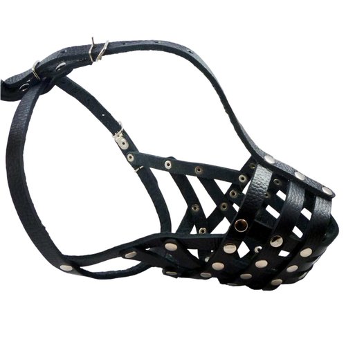 Secure Leather Mesh Dog Basket Dog Muzzle #11 Black - Pit Bull, AmStaff (Circumference 12", Snout Length 3.5")