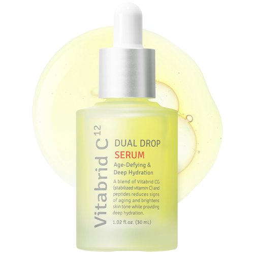 Dual Drop Serum - Hydrating & Antioxidant Face Serum with Peptides, Vitamin C, Hyaluronic Acid - Reduces Fine Lines and Wrinkles, Youthful Skin Glow - Highly Concentrated, Fragrance-Free, 1.02 fl.oz.