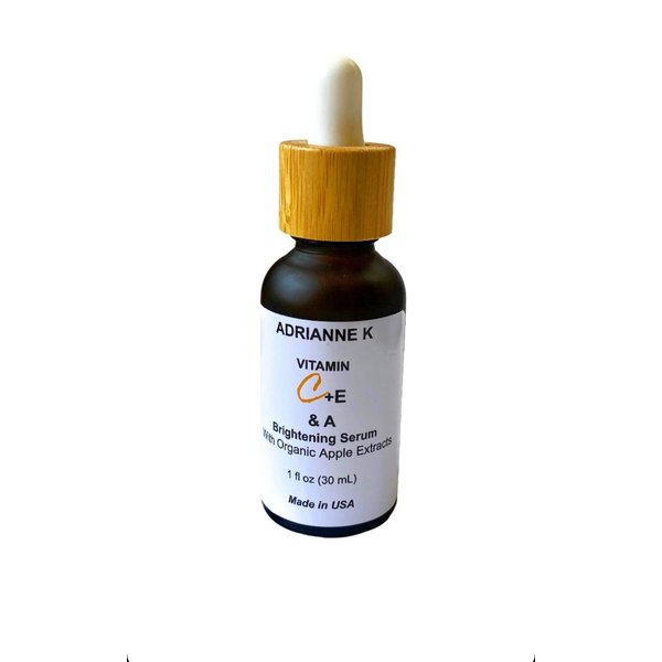 ADRIANNE K Organic Vitamin C Brightening Antioxidant Face Serum with Vitamin A & E. Vegan. Cruelty Free. Gluten Free. Non-sticky. Unisex